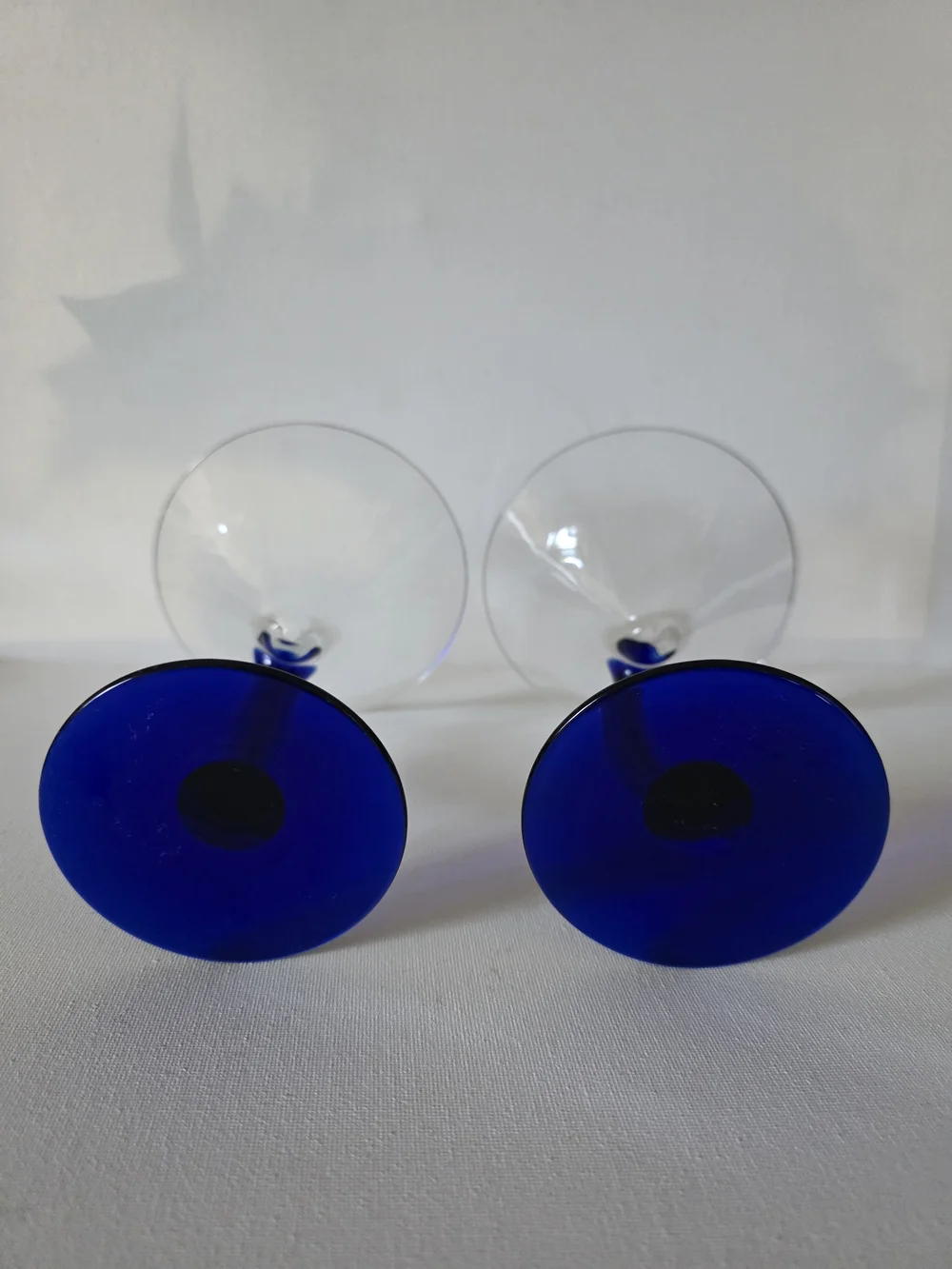 Vintage Libbey Bruvura Set of Two Cobalt Blue Stem Martini Glasses